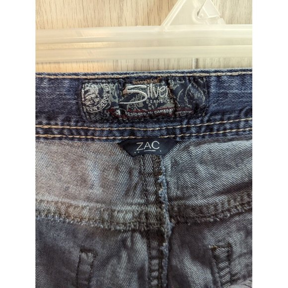 MENS SILVER ZAC FLAP Pockets Mens 33 x 30 Blue Jeans Denim Thick Stitch **34x30 - Picture 7 of 11